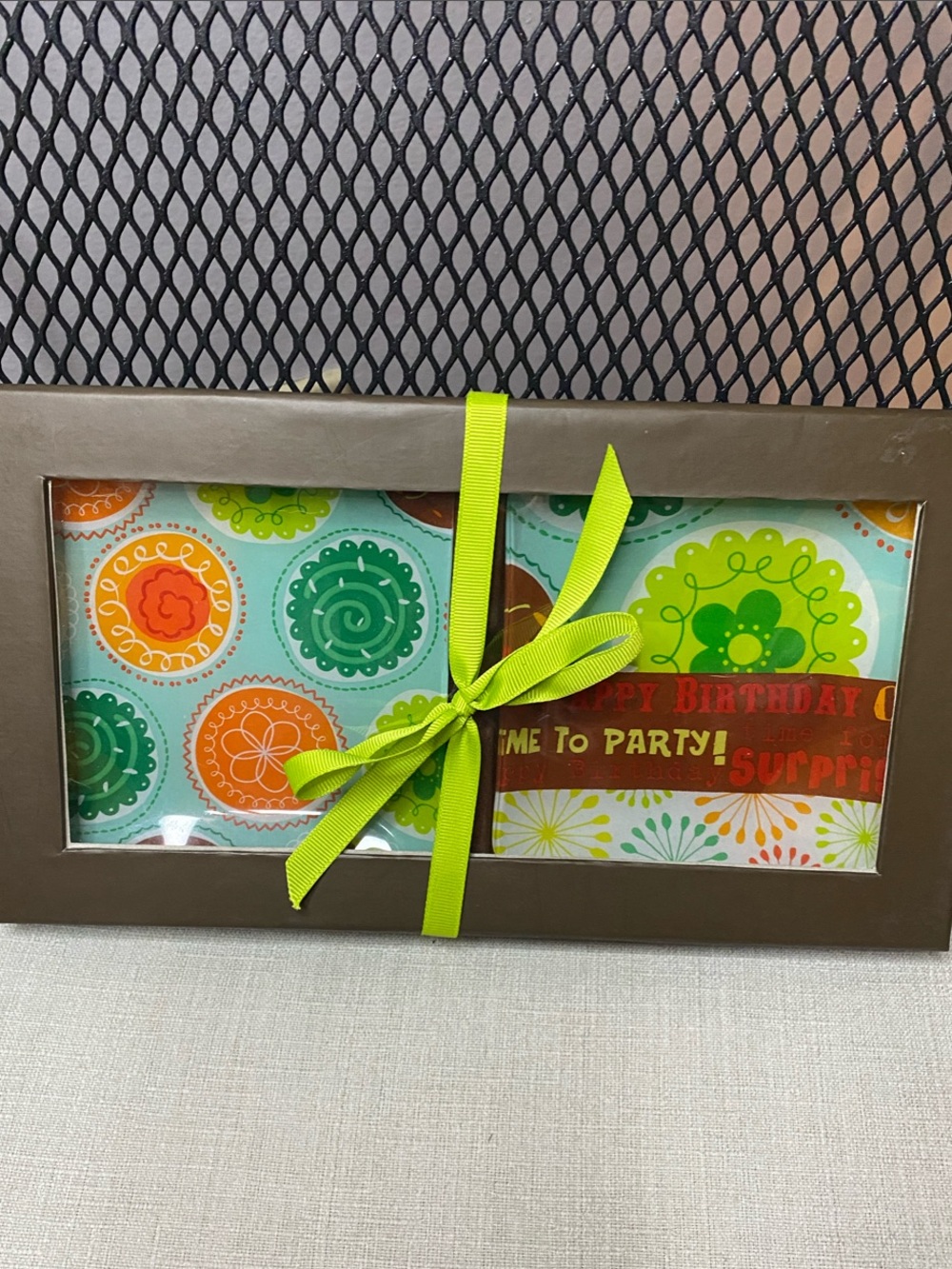 Grasslands Road Green and Orange Decorative Glass Trinket Tray - Happy Birthday